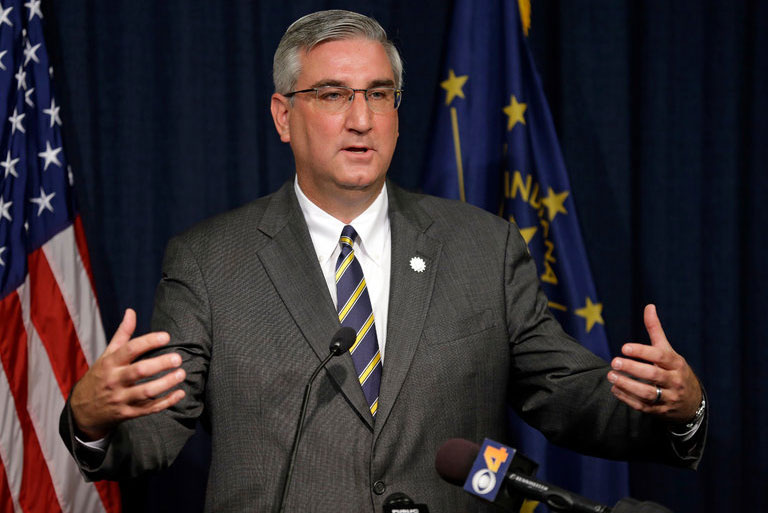 Governor Eric Holcomb gives remarks at the Governor's Awards Reception